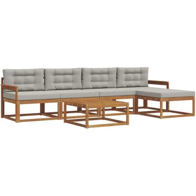 vidaXL Outdoor-Sofagarnitur mit Kissen 6-Tlg Natur und Hellgrau 3367464 vidaXL Outdoor-Sofagarnitur mit Kissen 6-Tlg Natur und Hellgrau 3367464