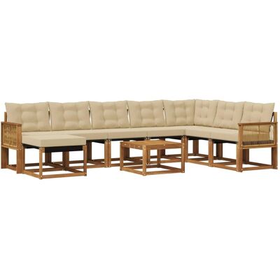 vidaXL Outdoor-Sofagarnitur mit Kissen 9 Stk Natur und Beige 3382165 vidaXL Outdoor-Sofagarnitur mit Kissen 9 Stk Natur und Beige 3382165