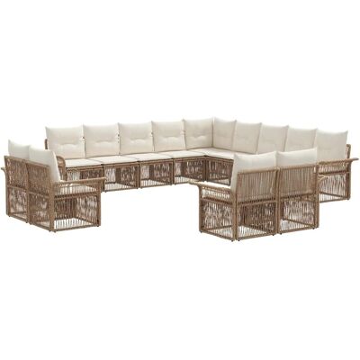 vidaXL Gartensofa-Set 13-Tlg Beige und Cremeweiß Poly-Rattan 3435012 vidaXL Gartensofa-Set 13-Tlg Beige und Cremeweiß Poly-Rattan 3435012