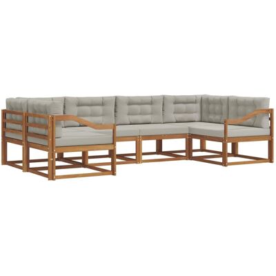 vidaXL Outdoor-Sofagarnitur mit Kissen 6-Tlg Natur und Hellgrau 3368084 vidaXL Outdoor-Sofagarnitur mit Kissen 6-Tlg Natur und Hellgrau 3368084