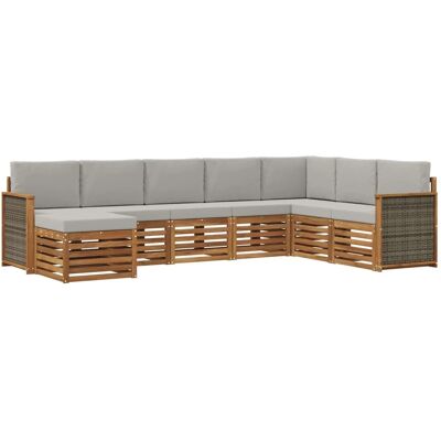 vidaXL Outdoor-Sofagarnitur mit Kissen 6 Stk Natur und Hellgrau 3384707 vidaXL Outdoor-Sofagarnitur mit Kissen 6 Stk Natur und Hellgrau 3384707