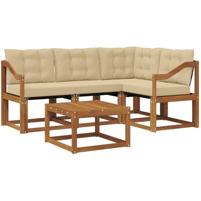 vidaXL Outdoor-Sofagarnitur mit Kissen 5-Tlg Natur und Beige 3368652 vidaXL Outdoor-Sofagarnitur mit Kissen 5-Tlg Natur und Beige 3368652