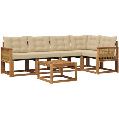 vidaXL Outdoor-Sofagarnitur mit Kissen 6 Stk Natur und Beige 3381973 vidaXL Outdoor-Sofagarnitur mit Kissen 6 Stk Natur und Beige 3381973