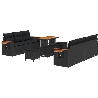 vidaXL Gartensofa-set mit Kissen 10-Tlg Schwarz 3363139 vidaXL Gartensofa-set mit Kissen 10-Tlg Schwarz 3363139