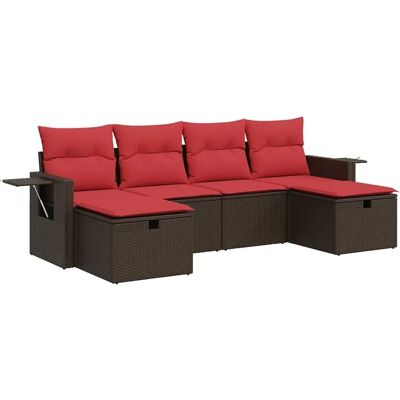 vidaXL 6-Tlg Garten-Sofagarnitur mit Kissen Braun Poly Rattan 3325530 vidaXL 6-Tlg Garten-Sofagarnitur mit Kissen Braun Poly Rattan 3325530