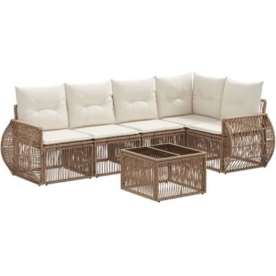vidaXL Gartensofa-Set 6-Tlg Beige und Cremeweiß Poly-Rattan 3435420 vidaXL Gartensofa-Set 6-Tlg Beige und Cremeweiß Poly-Rattan 3435420