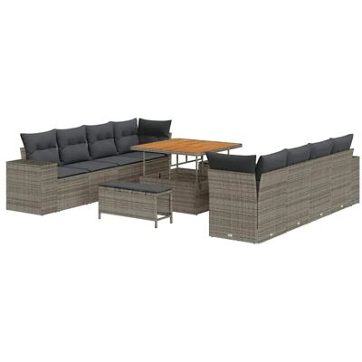 vidaXL Garten-Sofa-Set 11-Tlg Grau Poly Rattan 3361988 vidaXL Garten-Sofa-Set 11-Tlg Grau Poly Rattan 3361988