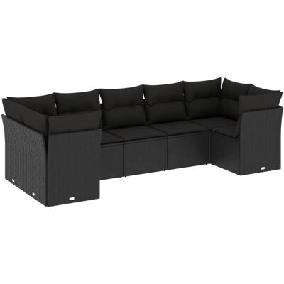 vidaXL 7-tlg Garten-Sofagarnitur mit Kissen Schwarz Poly Rattan Modell 59 vidaXL 7-tlg Garten-Sofagarnitur mit Kissen Schwarz Poly Rattan Modell 59