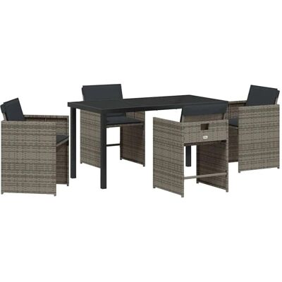 vidaXL Garten Essgruppe 5-Tlg Grau Poly-Rattan 3380694 vidaXL Garten Essgruppe 5-Tlg Grau Poly-Rattan 3380694