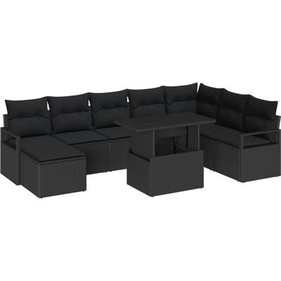 vidaXL Garten-Sofa-Set mit Speicher 9-Tlg Schwarz Poly Rattan 3357616 vidaXL Garten-Sofa-Set mit Speicher 9-Tlg Schwarz Poly Rattan 3357616
