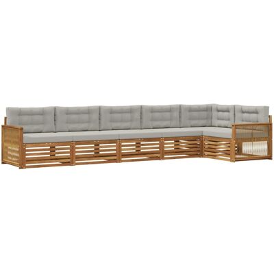 vidaXL Outdoor-Sofagarnitur mit Kissen 6 Stk Natur und Hellgrau 3383419 vidaXL Outdoor-Sofagarnitur mit Kissen 6 Stk Natur und Hellgrau 3383419
