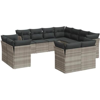 vidaXL 11-Tlg Garten-Sofagarnitur mit Kissen Hellgrau Poly Rattan 3218512 vidaXL 11-Tlg Garten-Sofagarnitur mit Kissen Hellgrau Poly Rattan 3218512