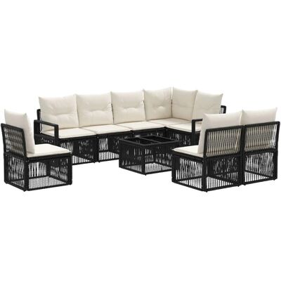 vidaXL Gartensofa-Set 9-Tlg Schwarz Poly-Rattan 3435730 vidaXL Gartensofa-Set 9-Tlg Schwarz Poly-Rattan 3435730
