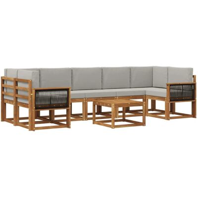 vidaXL Outdoor-Sofagarnitur mit Kissen 6 Stk Natur und Hellgrau 3385072 vidaXL Outdoor-Sofagarnitur mit Kissen 6 Stk Natur und Hellgrau 3385072