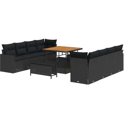 vidaXL Garten-Sofa-Set Höhenverstellbar 11-Tlg Schwarz Poly Rattan 3361594 vidaXL Garten-Sofa-Set Höhenverstellbar 11-Tlg Schwarz Poly Rattan 3361594