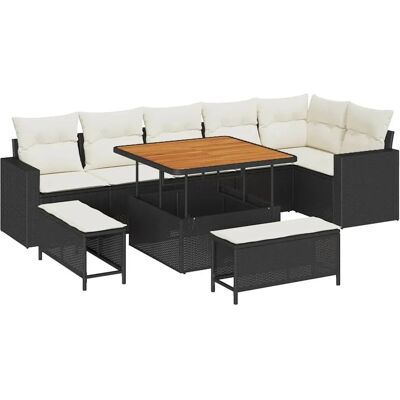 vidaXL Garten-Sofa-Set 9-Tlg Schwarz Poly Rattan 3361625 vidaXL Garten-Sofa-Set 9-Tlg Schwarz Poly Rattan 3361625
