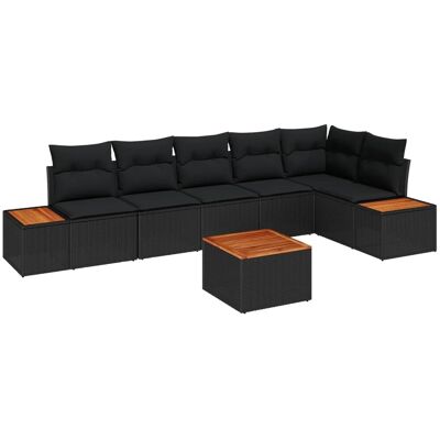 vidaXL Gartensofa-Set mit Kissen mit Speicher 6 Stk Schwarz Polyrattan 3356768 vidaXL Gartensofa-Set mit Kissen mit Speicher 6 Stk Schwarz Polyrattan 3356768