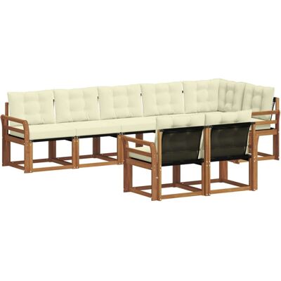 vidaXL Outdoor-Sofagarnitur mit Kissen 8-Tlg Natur und Creme 3368785 vidaXL Outdoor-Sofagarnitur mit Kissen 8-Tlg Natur und Creme 3368785