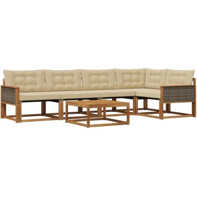 vidaXL Outdoor-Sofagarnitur mit Kissen 6 Stk Natur und Beige 3381437 vidaXL Outdoor-Sofagarnitur mit Kissen 6 Stk Natur und Beige 3381437