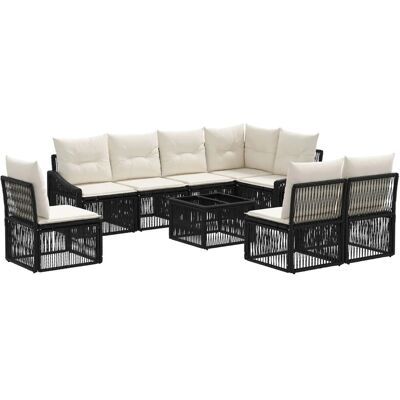 vidaXL Gartensofa-set 9 Stk Schwarz Poly-Rattan 3436024 vidaXL Gartensofa-set 9 Stk Schwarz Poly-Rattan 3436024
