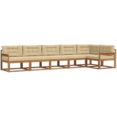 vidaXL Outdoor-Sofagarnitur mit Kissen 6-Tlg Natur und Beige 3367641 vidaXL Outdoor-Sofagarnitur mit Kissen 6-Tlg Natur und Beige 3367641
