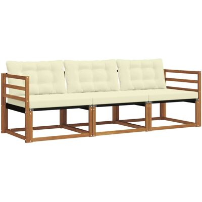 vidaXL Outdoor-Sofagarnitur mit Kissen 3-Tlg Natur und Creme 3369133 vidaXL Outdoor-Sofagarnitur mit Kissen 3-Tlg Natur und Creme 3369133