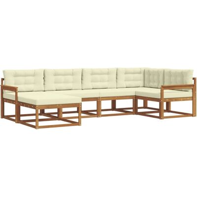 vidaXL Outdoor-Sofagarnitur mit Kissen 6-Tlg Natur und Creme 3367813 vidaXL Outdoor-Sofagarnitur mit Kissen 6-Tlg Natur und Creme 3367813