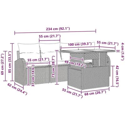 vidaXL 5-Teiliges Garten-Sofa-Set mit Kissen Beige Poly Rattan 3348546 vidaXL 5-Teiliges Garten-Sofa-Set mit Kissen Beige Poly Rattan 3348546