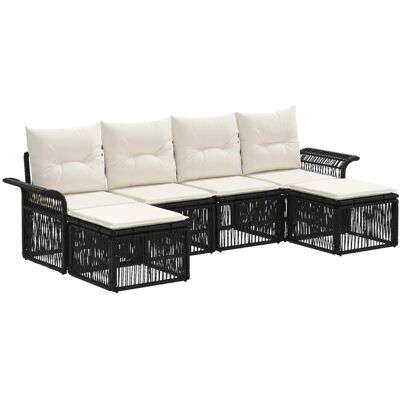 vidaXL Gartensofa-Set 6-Tlg Schwarz Poly-Rattan 3434908 vidaXL Gartensofa-Set 6-Tlg Schwarz Poly-Rattan 3434908