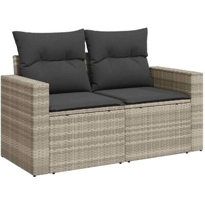 vidaXL Gartensofa mit Kissen 2-Sitzer Hellgrau Poly Rattan 366184 vidaXL Gartensofa mit Kissen 2-Sitzer Hellgrau Poly Rattan 366184