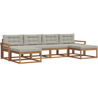 vidaXL Outdoor-Sofagarnitur mit Kissen 6-Tlg Natur und Hellgrau 3367964 vidaXL Outdoor-Sofagarnitur mit Kissen 6-Tlg Natur und Hellgrau 3367964