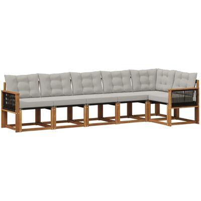 vidaXL Outdoor-Sofagarnitur mit Kissen 6 Stk Natur und Hellgrau 3381983 vidaXL Outdoor-Sofagarnitur mit Kissen 6 Stk Natur und Hellgrau 3381983