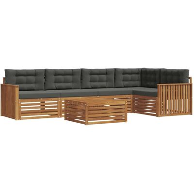 vidaXL Outdoor-Sofagarnitur mit Kissen 6-Tlg Natur und Anthrazit 3373497 vidaXL Outdoor-Sofagarnitur mit Kissen 6-Tlg Natur und Anthrazit 3373497