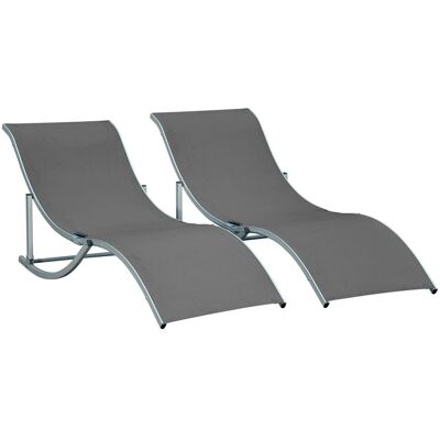 Outsunny Gartenliegen Set - Ergonomische S-Form, Aluminium, Grau - Gartenmöbel Outsunny Gartenliegen Set - Ergonomische S-Form, Aluminium, Grau - Gartenmöbel