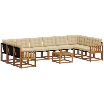 vidaXL Outdoor-Sofagarnitur mit Kissen 11-Tlg Natur und Beige 3369120 vidaXL Outdoor-Sofagarnitur mit Kissen 11-Tlg Natur und Beige 3369120
