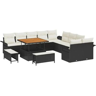 vidaXL Garten-Sofa-Set 13-Tlg Schwarz Poly Rattan 3362185 vidaXL Garten-Sofa-Set 13-Tlg Schwarz Poly Rattan 3362185