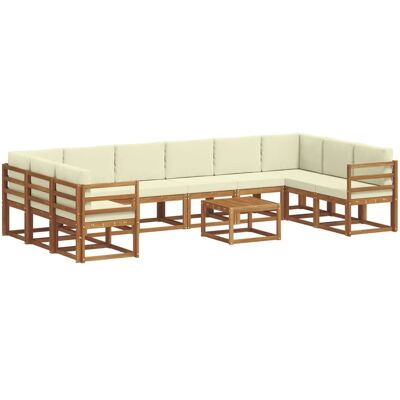 vidaXL Outdoor-Sofagarnitur mit Kissen 11-Tlg Natur und Creme 3367073 vidaXL Outdoor-Sofagarnitur mit Kissen 11-Tlg Natur und Creme 3367073