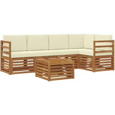 vidaXL Sofagarnituren 6 Tlg Natur und Creme Massivholz Akazie 3374830 vidaXL Sofagarnituren 6 Tlg Natur und Creme Massivholz Akazie 3374830