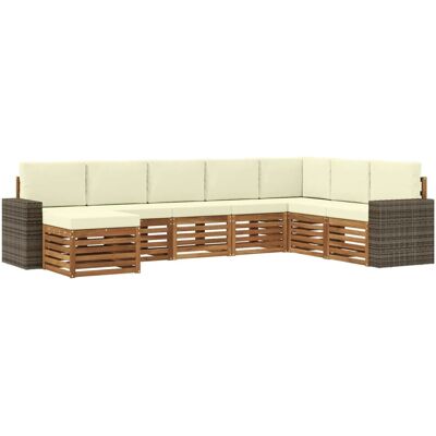 vidaXL Outdoor-Sofagarnitur mit Kissen 8 Stk Natur und Creme 3384726 vidaXL Outdoor-Sofagarnitur mit Kissen 8 Stk Natur und Creme 3384726