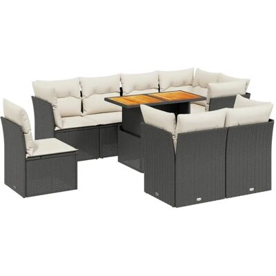 vidaXL 9-Tlg Garten-Sofagarnitur mit Kissen Schwarz Poly Rattan 3270930 vidaXL 9-Tlg Garten-Sofagarnitur mit Kissen Schwarz Poly Rattan 3270930