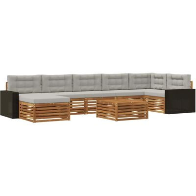 vidaXL Outdoor-Sofagarnitur mit Kissen 8 Stk Natur und Hellgrau 3383664 vidaXL Outdoor-Sofagarnitur mit Kissen 8 Stk Natur und Hellgrau 3383664