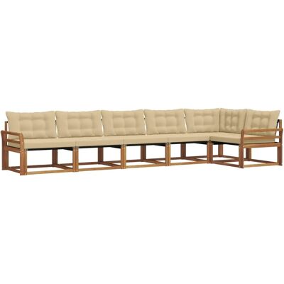 vidaXL Outdoor-Sofagarnitur mit Kissen 6-Tlg Natur und Beige 3369508 vidaXL Outdoor-Sofagarnitur mit Kissen 6-Tlg Natur und Beige 3369508