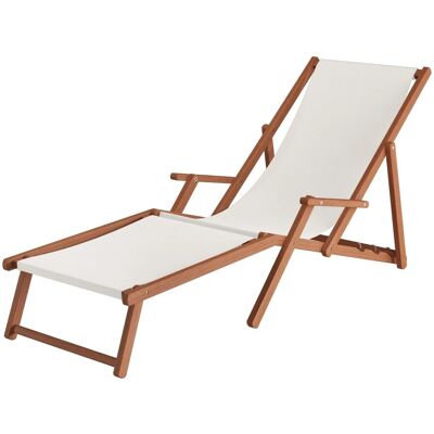 Erst-Holz Liegestuhl XXL Sonnenliege Holz Deckchair aus Buche 10-500 Weiß Creme Erst-Holz Liegestuhl XXL Sonnenliege Holz Deckchair aus Buche 10-500 Weiß Creme