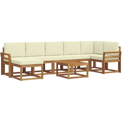 vidaXL Outdoor-Sofagarnitur mit Kissen 8-Tlg Natur und Creme 3366743 vidaXL Outdoor-Sofagarnitur mit Kissen 8-Tlg Natur und Creme 3366743