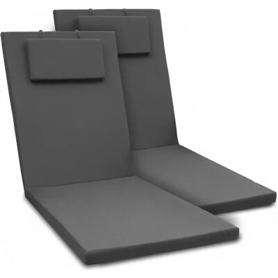 Beautissu 2er Set Gartenliege Auflage Loft RL 200x60x5cm Graphitgrau Beautissu 2er Set Gartenliege Auflage Loft RL 200x60x5cm Graphitgrau