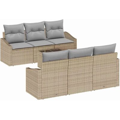 Beige Natürliches Rattan Garten 7-teiliges Sofaset Beige Natürliches Rattan Garten 7-teiliges Sofaset