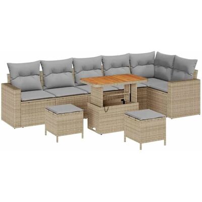 vidaXL Garten-Sofa-Set 9-Tlg Beige Poly Rattan 3361637 vidaXL Garten-Sofa-Set 9-Tlg Beige Poly Rattan 3361637