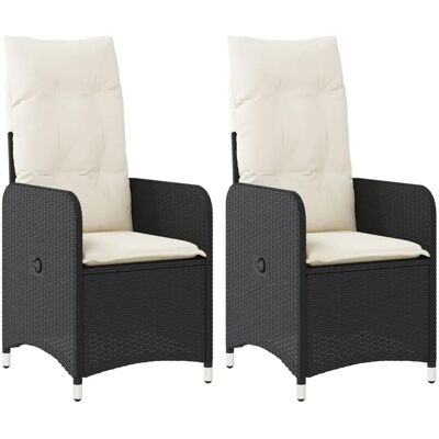 vidaXL Gartensessel mit Kissen 2 Stk. Verstellbar Schwarz Poly Rattan 54,5 x 58,5 x 92 cm vidaXL Gartensessel mit Kissen 2 Stk. Verstellbar Schwarz Poly Rattan 54,5 x 58,5 x 92 cm