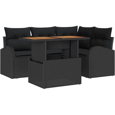 vidaXL Garten-Sofa-Set mit Speicher 5-Tlg Schwarz Poly Rattan 3358319 vidaXL Garten-Sofa-Set mit Speicher 5-Tlg Schwarz Poly Rattan 3358319