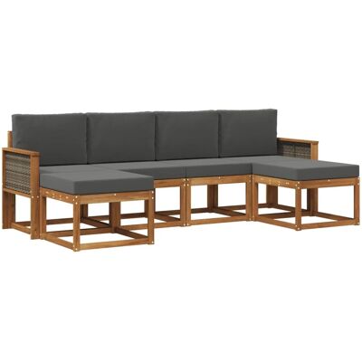 vidaXL Outdoor-Sofagarnitur 6 Stk Natur und Anthrazit Polyester 3385428 vidaXL Outdoor-Sofagarnitur 6 Stk Natur und Anthrazit Polyester 3385428